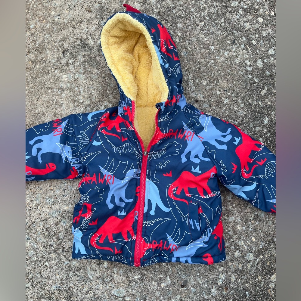 Kids Dinosaur Print lined Hooded Jacket Toddler 4/5